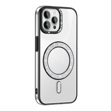 Lexroo iPhone 12 Pro Kılıf Pırlanta Taş Tasarımlı M-safe Şarj Özellikli Karetta Silikon Kılıf - Mor