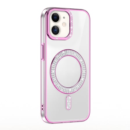 Lexroo iPhone 11 Kılıf Pırlanta Taş Tasarımlı M-safe Şarj Özellikli Karetta Silikon Kılıf - Mor