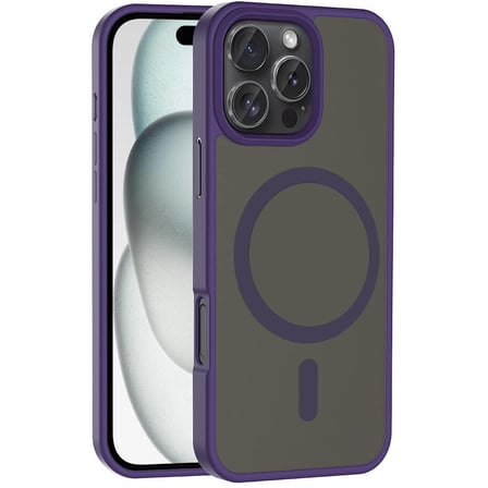 Lexroo iPhone 16 Pro Kılıf M-safe Şarj Özellikli Mat Arka Yüzey Sio Kılıf - Gri
