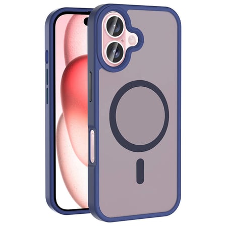 Lexroo iPhone 16 Kılıf M-safe Şarj Özellikli Mat Arka Yüzey Sio Kılıf - Lacivert