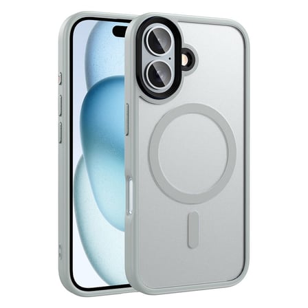 Lexroo iPhone 16 Plus Kılıf Mat Arka Yüzey Wireless Şarj Özellikli Flet M-safe Kılıf - Gümüş