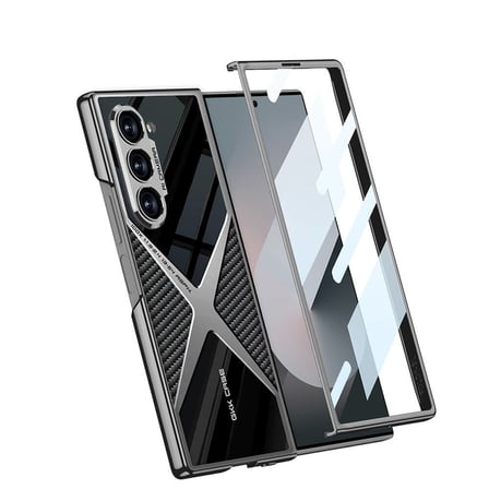 Lexroo Galaxy Z Fold 6 Kılıf Ultra İnce Kamera Korumalı PC + Karbon Arka Yüzey X-Pro Kılıf - Siyah