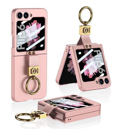 Lexroo Galaxy Z Flip 6 Kılıf Z Harfli Yüzüklü Kıpta Kılıf - Pembe