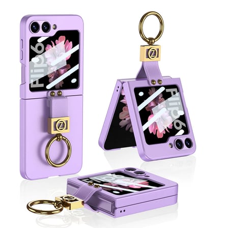 Lexroo Galaxy Z Flip 6 Kılıf Z Harfli Yüzüklü Kıpta Kılıf - Lila
