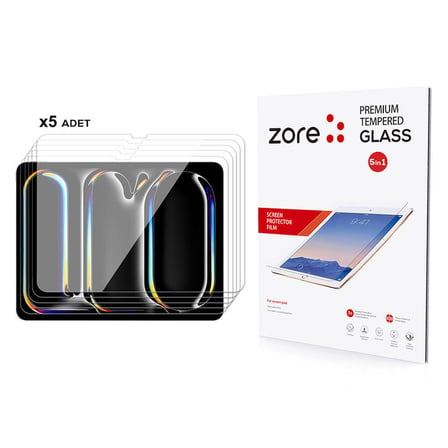 Lexroo iPad Pro 13 2024 5in1 Tablet Temperli Cam Ekran Koruyucu - Şeffaf