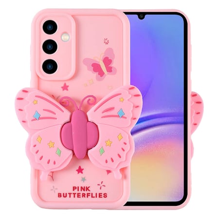 Lexroo Galaxy A05S Kılıf Kamera Korumalı Figür Tasarımlı Kapya Kılıf - Pembe Koyu