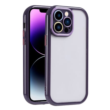 Lexroo iPhone 14 Pro Max Kılıf Kamera Korumalı Renkli Kenar ve Çerçeve Tasarımlı Vitamin Kılıf - Derin Mor