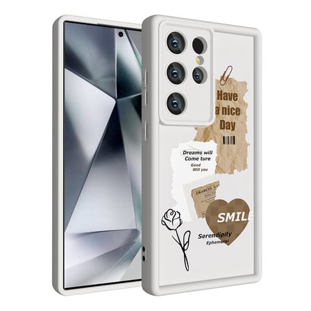 Lexroo Galaxy S24 Ultra Kılıf Kamera Korumalı Baskılı Arka Yüzey Klas Kılıf - Beyaz