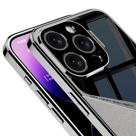 Lexroo iPhone 15 Pro Kılıf Ultra İnce Kamera Korumalı PC + Deri Arka Yüzey X-Pro Kılıf - Siyah