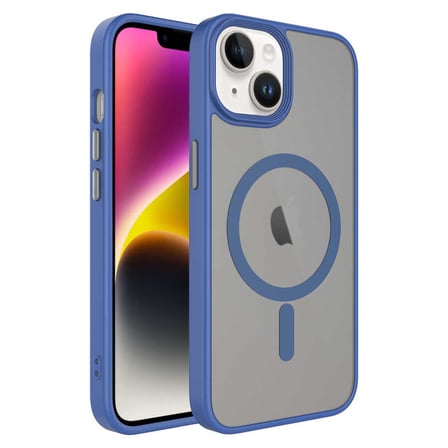 Lexroo iPhone 13 Kılıf Mat Arka Yüzey Wireless Şarj Özellikli Flet M-safe Kılıf - Lacivert