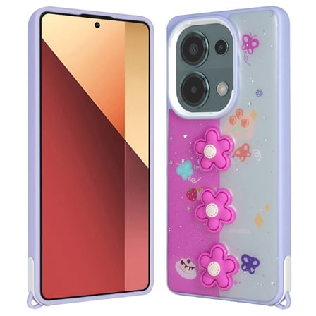Lexroo Xiaomi Poco M6 Pro 4G Kılıf Parlayan Simli Kabartma Figürlü Cevze Kılıf - Beyaz