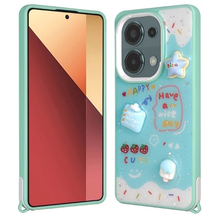 Lexroo Xiaomi Poco M6 Pro 4G Kılıf Parlayan Simli Kabartma Figürlü Cevze Kılıf - Beyaz