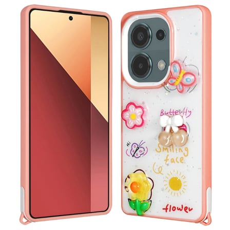 Lexroo Xiaomi Poco M6 Pro 4G Kılıf Parlayan Simli Kabartma Figürlü Cevze Kılıf - Beyaz