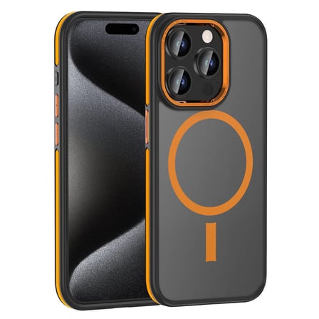 Lexroo iPhone 15 Pro Max Kılıf M-safe Şarj Özellikli Mat Görünümlü Ant Kılıf - Turuncu