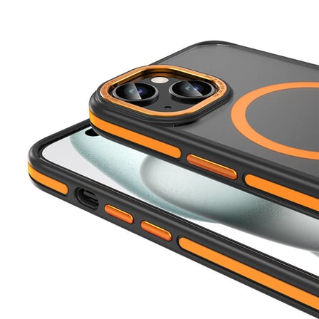 Lexroo iPhone 14 Kılıf M-safe Şarj Özellikli Mat Görünümlü Ant Kılıf - Turuncu