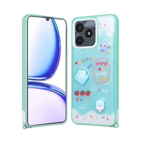 Lexroo Realme C53 Kılıf Parlayan Simli Kabartma Figürlü Cevze Kılıf - Mor Papatya