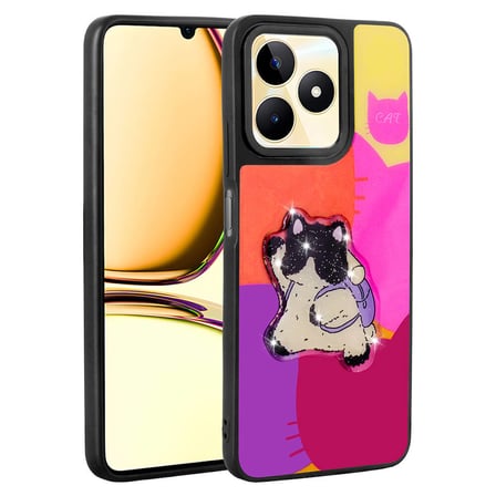 Lexroo Realme C55 Kılıf Parlayan Kabartmalı İkonik Figürlü Amas Silikon Kılıf - Mor