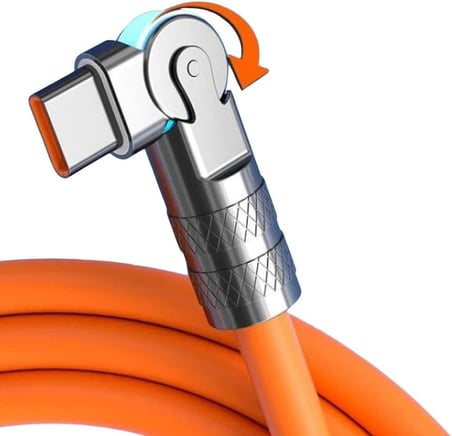 Lexroo A6016 Usb To Type C Hızlı Şarj Data Kablosu Çevirici Dönüştürücü Adaptör 180° Döner 120W - 2M