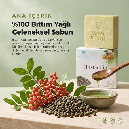Lexroo Mesopatamia Collection, Saf Bıttım%100, Hakiki Siirt Doğal Sabunu, Yağlı Kepekli Saçlar