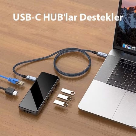 Lexroo Profesyonel 240W Type-C Şarj Kablosu 40Gbps Veri Aktarım 8K HDMI Notebook Laptop Macbook