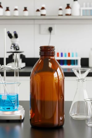 Lexroo Amber Ecza Şişesi, 250 ml, Kahverengi Cam, Plastik Contalı Kilit Kapak