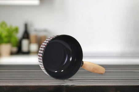 Lexroo Forte Black Emaye Ahşap Kulplu Mini Tava