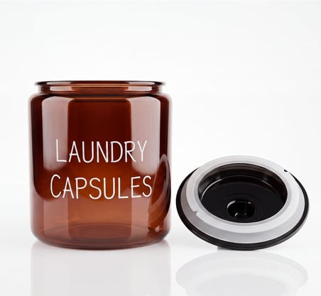 Lexroo Laundry Capsules Yazılı 3900 ml Amber Cam Kapsül Kavanozu