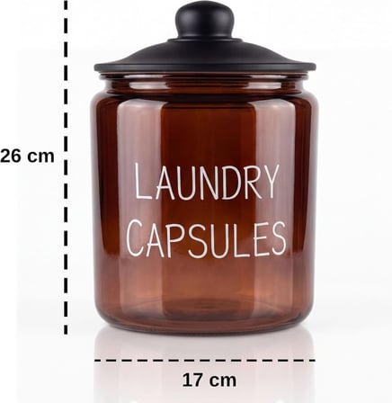 Lexroo Laundry Capsules Yazılı 3900 ml Amber Cam Kapsül Kavanozu