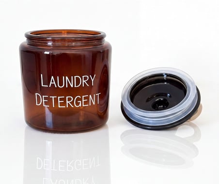 Lexroo Laundry Detergent Yazılı 900 ml Amber Cam Deterjan Kavanozu