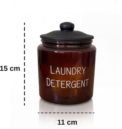 Lexroo Laundry Detergent Yazılı 900 ml Amber Cam Deterjan Kavanozu