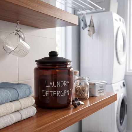 Lexroo Laundry Detergent Yazılı 900 ml Amber Cam Deterjan Kavanozu