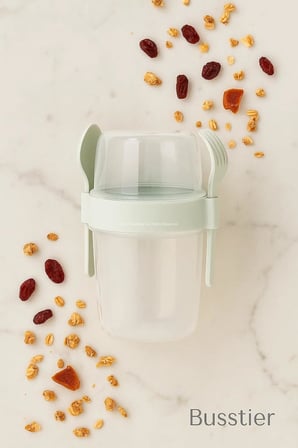 Lexroo Müsli ve Granola Kapsülü, 1100 ML Sızdırmaz Yoğurt Kabı, Take And Go Kaşıklı Granola Kabı