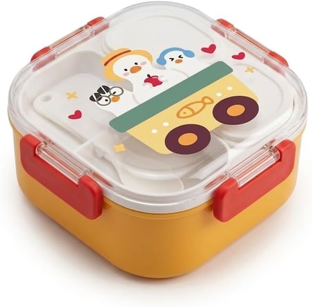 Lexroo 600 ml Yemek Kabı, 4 Bölmeli Kilitli Lunch Box