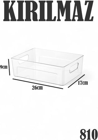 Lexroo Kırılmaz Ultra Dayanıklı Buzdolabı Düzenleyici Organizer Kutu Şeffaf - 26x17x9cm 810