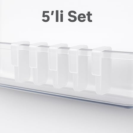 Lexroo Çok Amaçlı Buzdolabı Raf Ayırıcı 5’li Set, Şeffaf Plastik Düzenleyici Aparat