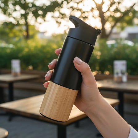 Lexroo 450 ml Bambu Kaplamalı Çelik Termos