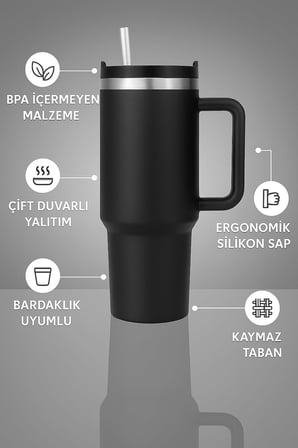 Lexroo Profesyonel 304 Paslanmaz Çelik 4 Mevsim Sıcak ve Soğuk Çay Kahve Termosu - Lacivert)