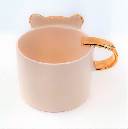 Lexroo 24 Ayar Altın Işlemeli Kedi Kabartmalı El Yapımı Mug 220 ml