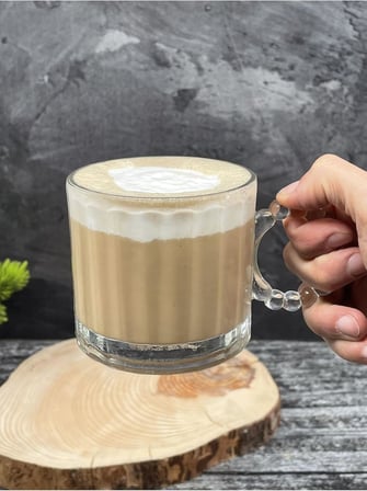 Lexroo 3 Lü Cam Boncuk Kulplu Bardak Kupa Çay Kahve Meşrubat Bardağı 325ml