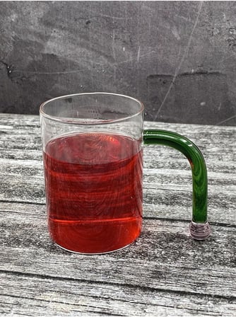 Lexroo 450ml Borosilikat Cam Renkli Özel Kulplu Bardak Kupa Ofis Bardağı