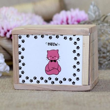 Lexroo Ahşap Kutusunda Sevimli Kedi Kupa Bardak