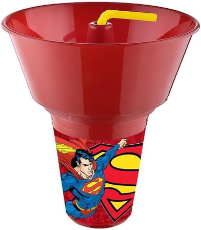 Lexroo Supermn Lisanslı Cips ve Mısır Kovalı Pipetli Bardak