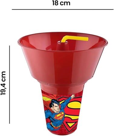 Lexroo Supermn Lisanslı Cips ve Mısır Kovalı Pipetli Bardak