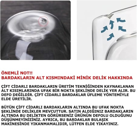 Lexroo 2 Adet 250 ml Çift Cidarlı Borosilikat Cam Kupa Bardak Termisil Isıya Dayanıklı Şeffaf Kahve