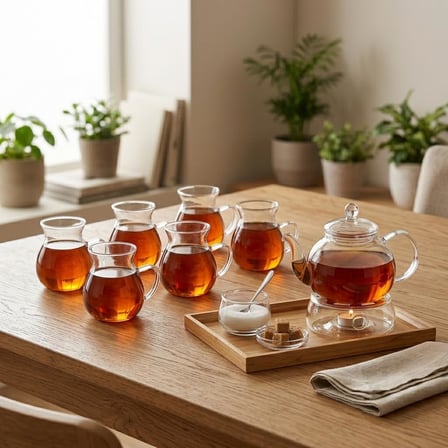 Lexroo 6'lı Kulplu Cam Çay Bardağı Seti