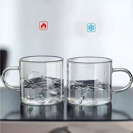 Lexroo 6'lı Kulplu Şeffaf Cam Kupa Seti 120 ml – Minimalist Tasarım Çay & Kahve Bardağı