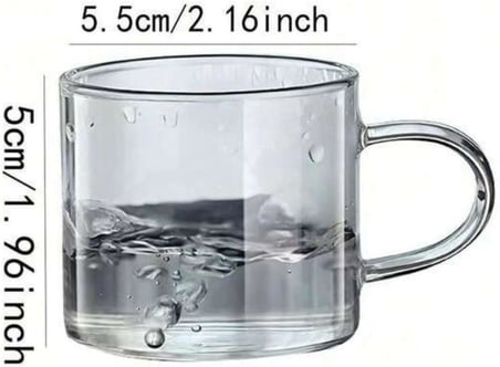 Lexroo 6'lı Kulplu Şeffaf Cam Kupa Seti 120 ml – Minimalist Tasarım Çay & Kahve Bardağı