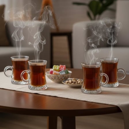 Lexroo Lüks Kulplu Çay Fincanı 6 Adet | Kristal Berraklığında Cam