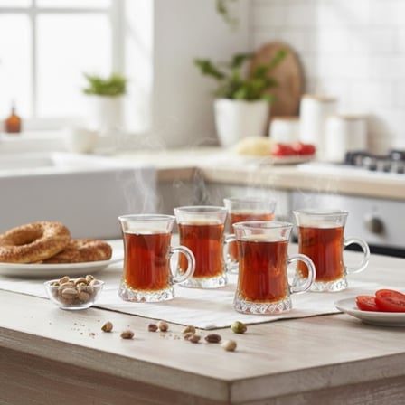 Lexroo Lüks Kulplu Çay Fincanı 6 Adet | Kristal Berraklığında Cam