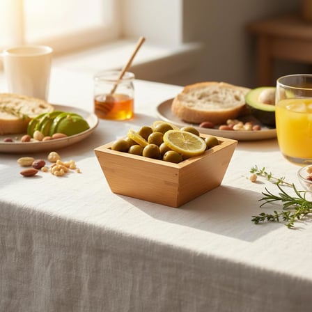 Lexroo Doğal Bambu Kare Çerezlik ve Sunum Kasesi